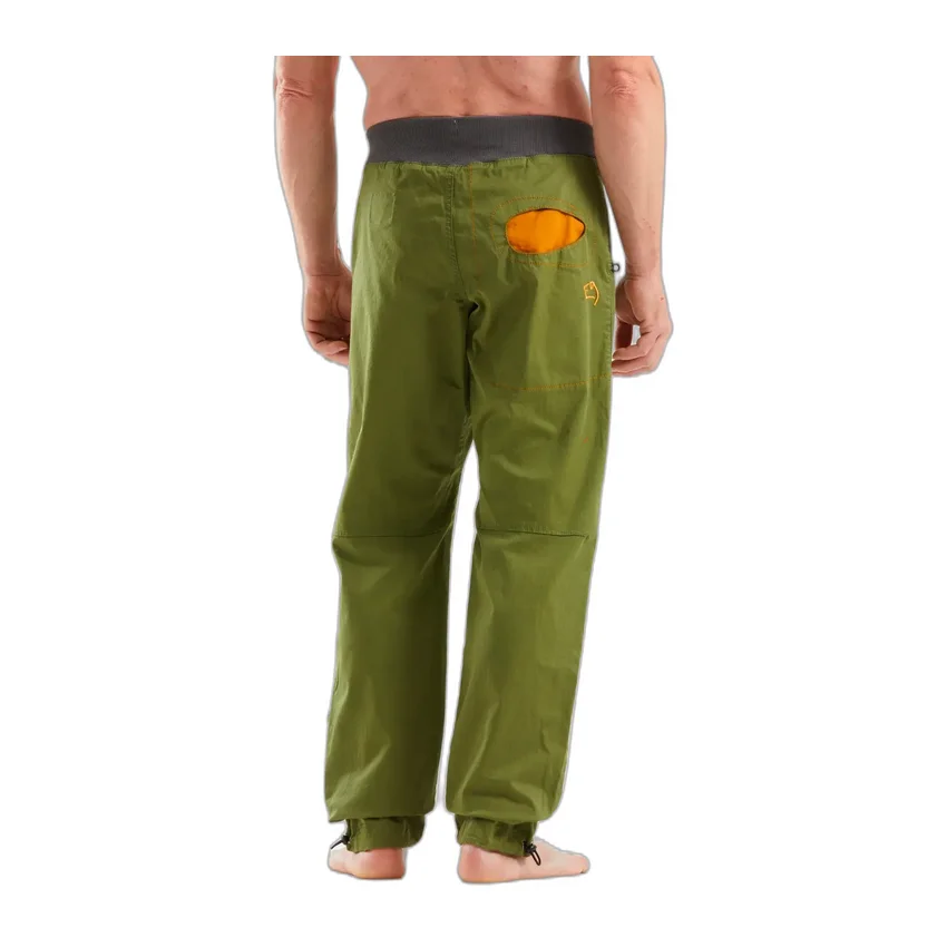 Green trousers, back, model kept whole on white