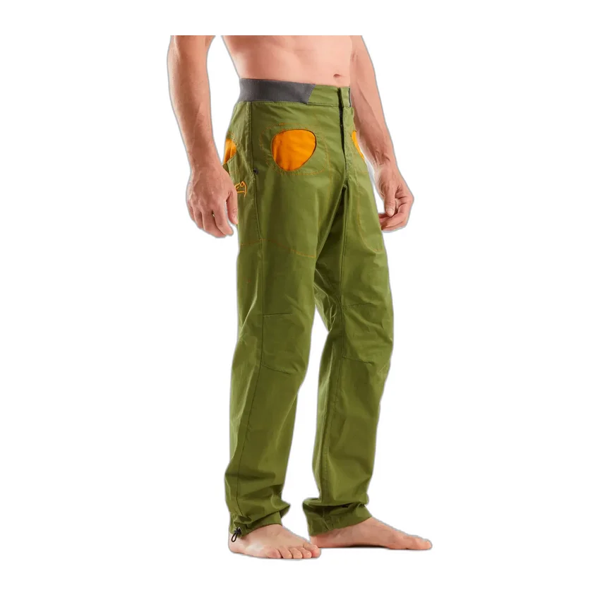 Green trousers, front, model kept whole on white